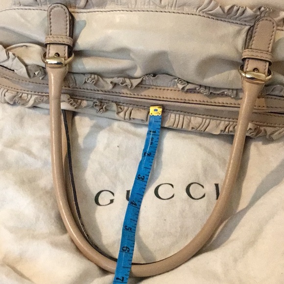 Authentic Gucci Lamb Skin Nude Leather Ruffel Sabrina Satchel-189848002058 - Picture 12 of 16